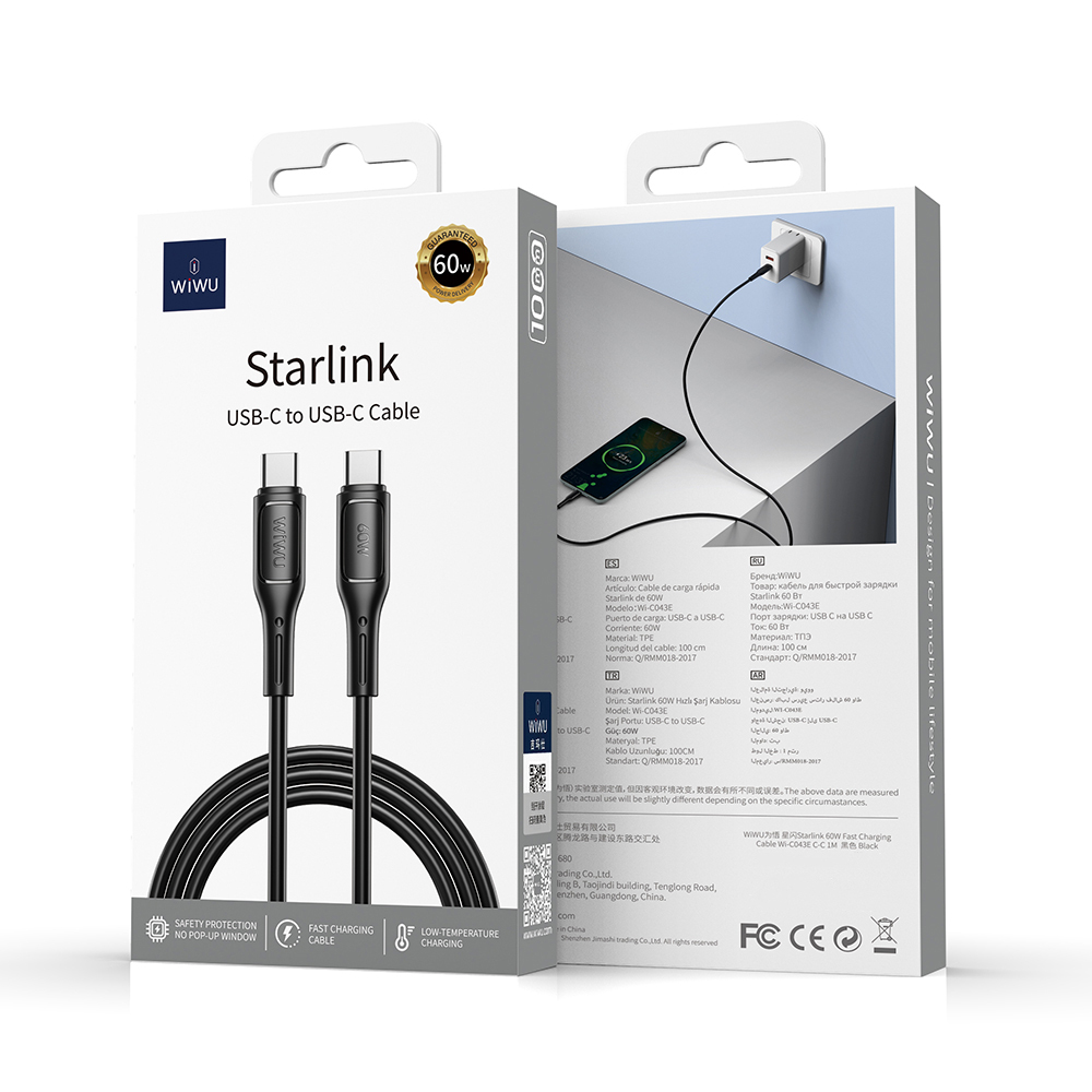 Wiwu Wi-C043E Starlink Serisi Type-C to Type-C Hızlı Şarj Özellikli Data ve Şarj Kablosu 60W 1M - 8