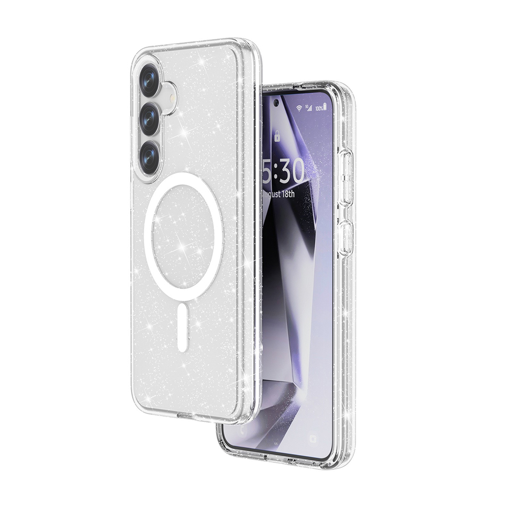 Samsung Galaxy S25 Uyumlu Kılıf Magsafe Şarj Özellikli Parlayan Simli Saydam Renkli Zore Allstar Kapak - 2