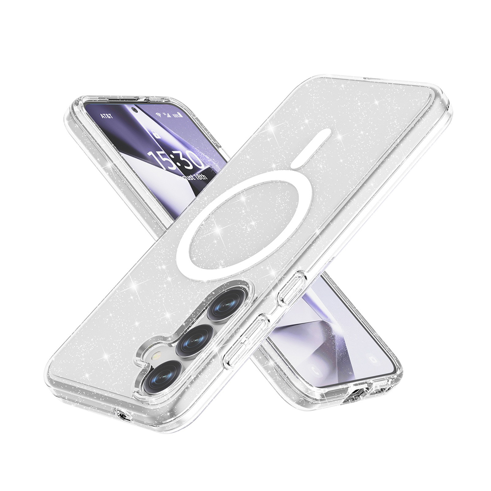 Samsung Galaxy S25 Uyumlu Kılıf Magsafe Şarj Özellikli Parlayan Simli Saydam Renkli Zore Allstar Kapak - 4