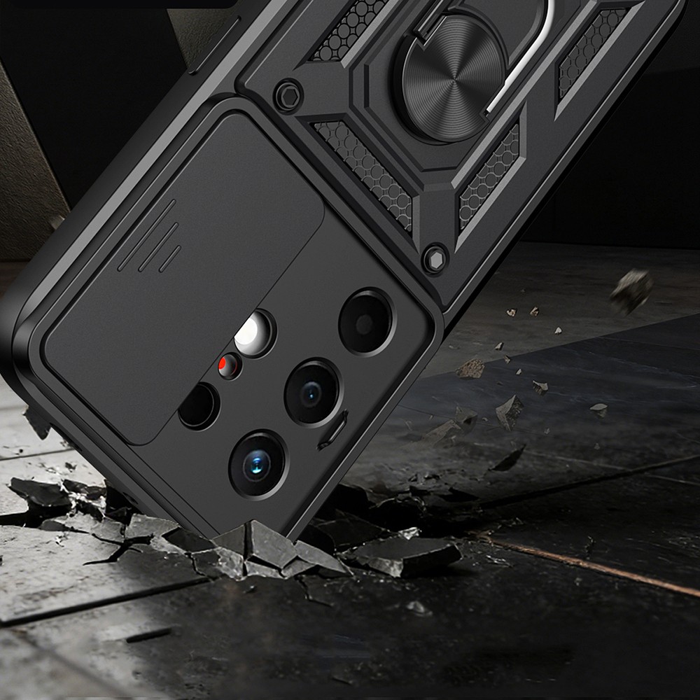 Tecno Camon 50 Kılıf Magnetik Standlı Kamera Korumalı Zore Sürgülü Vega Kapak - 1