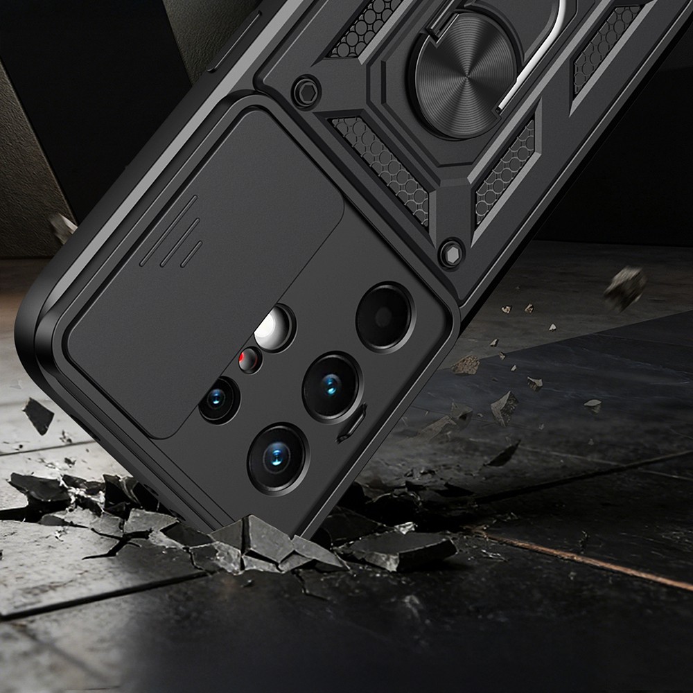 Tecno Camon 50 Pro Kılıf Magnetik Standlı Kamera Korumalı Zore Sürgülü Vega Kapak - 1