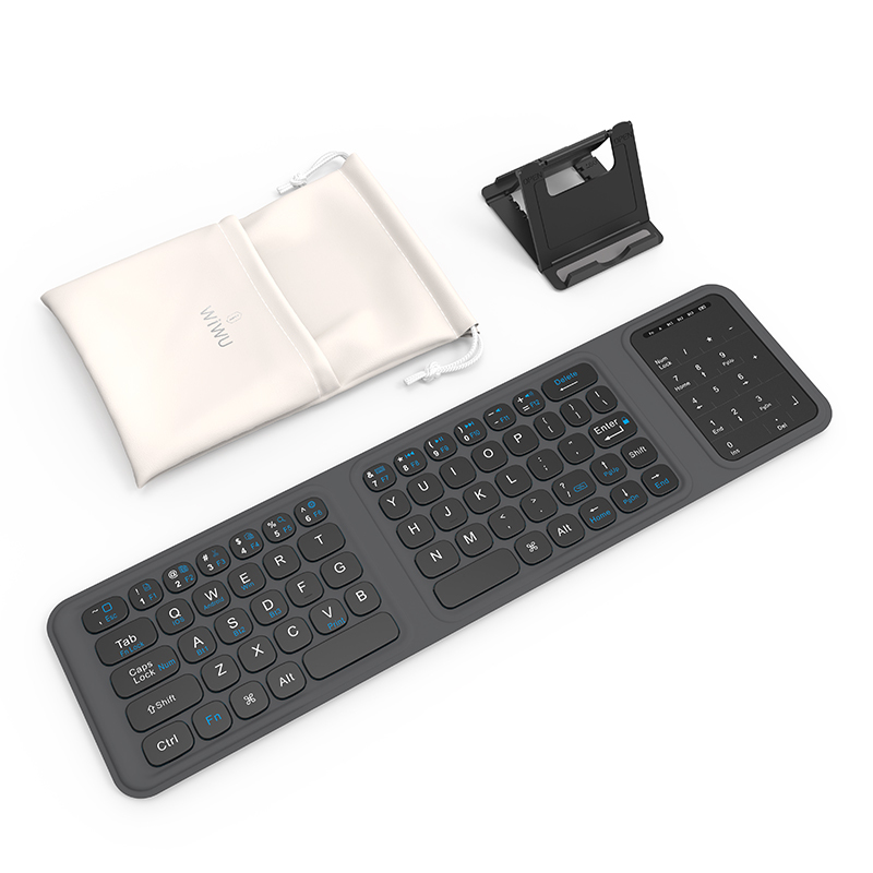 Wiwu FMK-05 iOS Android Windows Uyumlu Katlanabilir Bluetooth Kablosuz Klavye + Masaüstü Telefon Standı - 2