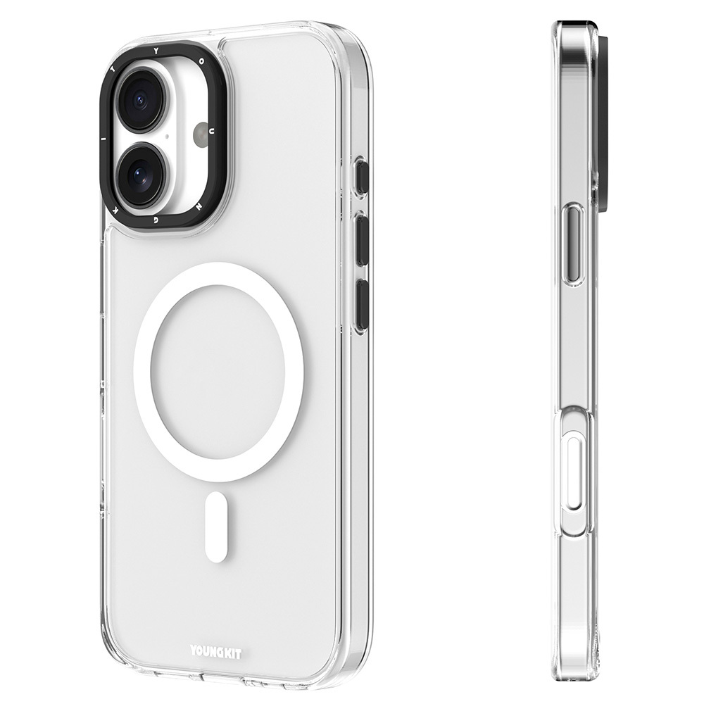 Apple iPhone 16 Uyumlu Kılıf Magsafe Şarj Özellikli Cam Arka Yüzey TPU Youngkit Gemstone Serisi Kapak - 3
