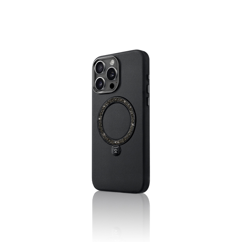 Apple iPhone 16 Pro Uyumlu Kılıf Magsafe Şarj Özellikli Standlı Suni Deri Tasarımlı Pynana Dancing Circle Serisi Kapak - 6