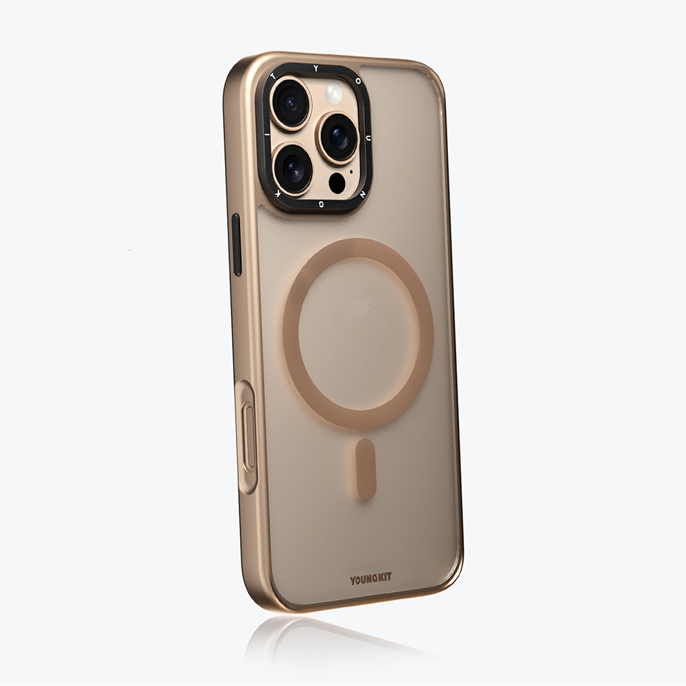 Apple iPhone 16 Pro Uyumlu Kılıf Magsafe Şarj Özellikli Cam Arka Yüzey TPU Youngkit Gemstone Serisi Kapak - 5