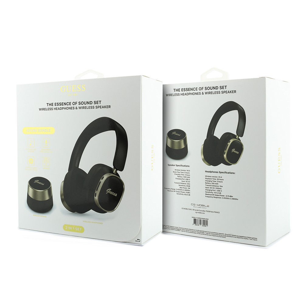Guess Orjinal Lisanslı Metal Yazı Logolu Kulak Üstü Kulaklık ve Speaker Hoparlör 2in1 Set - 9