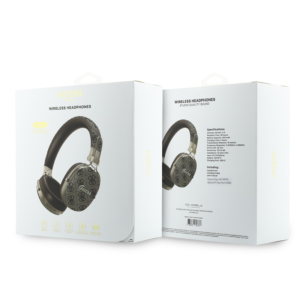 Guess Orjinal Lisanslı ENC Teknolojili PU 4G Desenli Metal Yazı Logolu Kulak Üstü Bluetooth Kulaklık v5.4 - 3