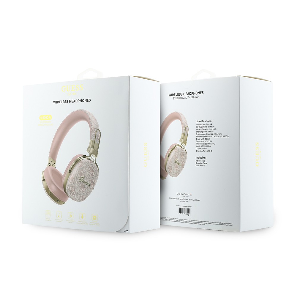 Guess Orjinal Lisanslı ENC Teknolojili PU 4G Desenli Metal Yazı Logolu Kulak Üstü Bluetooth Kulaklık v5.4 - 3