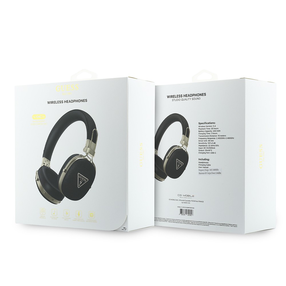 Guess Orjinal Lisanslı ENC Teknolojili PU Üçgen Metal Logolu Kulak Üstü Bluetooth Kulaklık v5.4 - 3