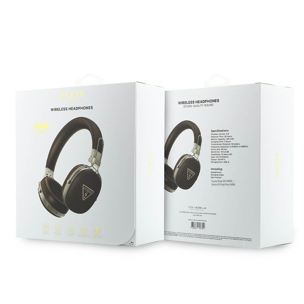 Guess Orjinal Lisanslı ENC Teknolojili PU Üçgen Metal Logolu Kulak Üstü Bluetooth Kulaklık v5.4 - 3