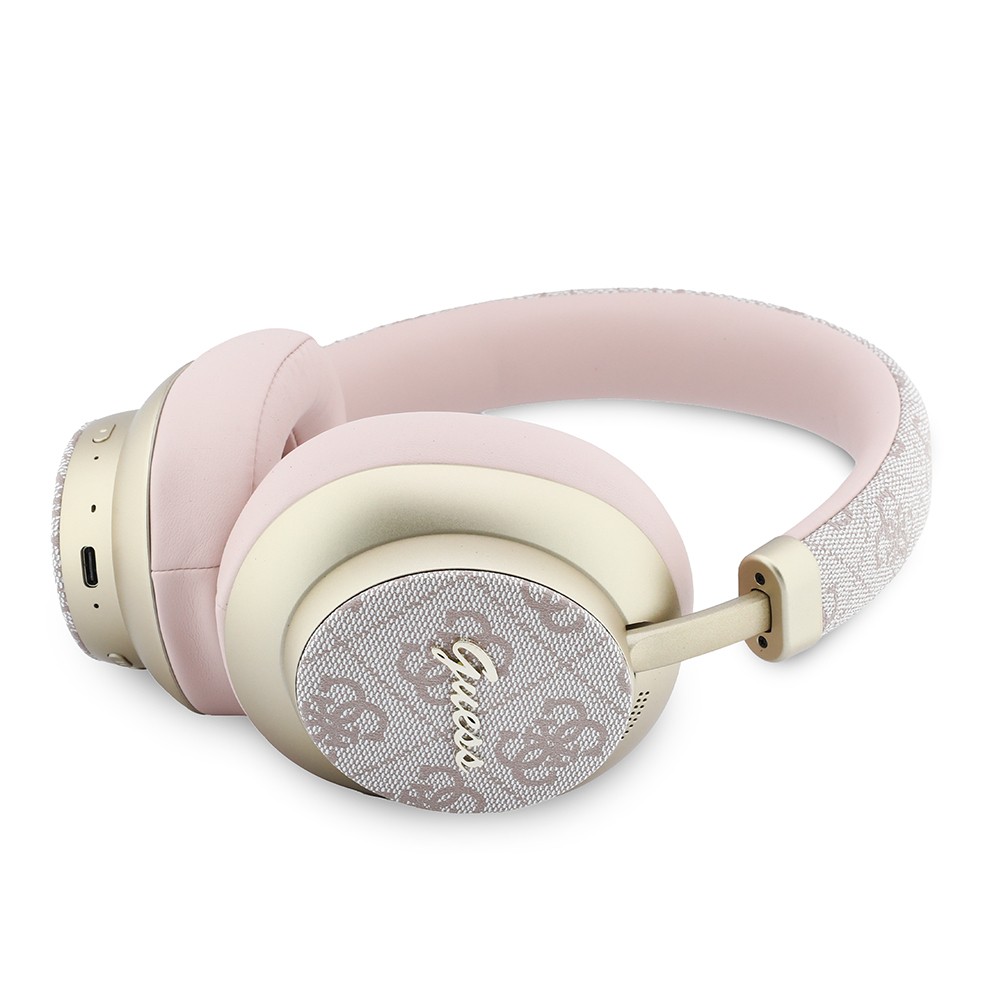 Guess Orjinal Lisanslı ENC PU 4G Desenli Metal Yazı Logolu Kulak Üstü Bluetooth Kulaklık v5.4 - 1
