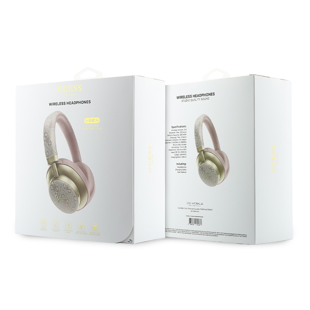 Guess Orjinal Lisanslı ENC PU 4G Desenli Metal Yazı Logolu Kulak Üstü Bluetooth Kulaklık v5.4 - 4