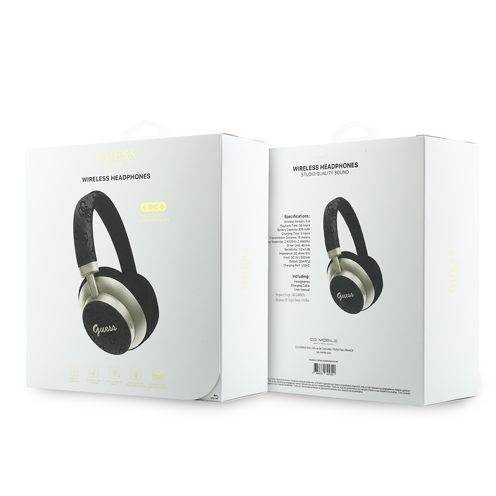 Guess Orjinal Lisanslı ENC PU 4G Desenli Metal Yazı Logolu Kulak Üstü Bluetooth Kulaklık v5.4 - 5