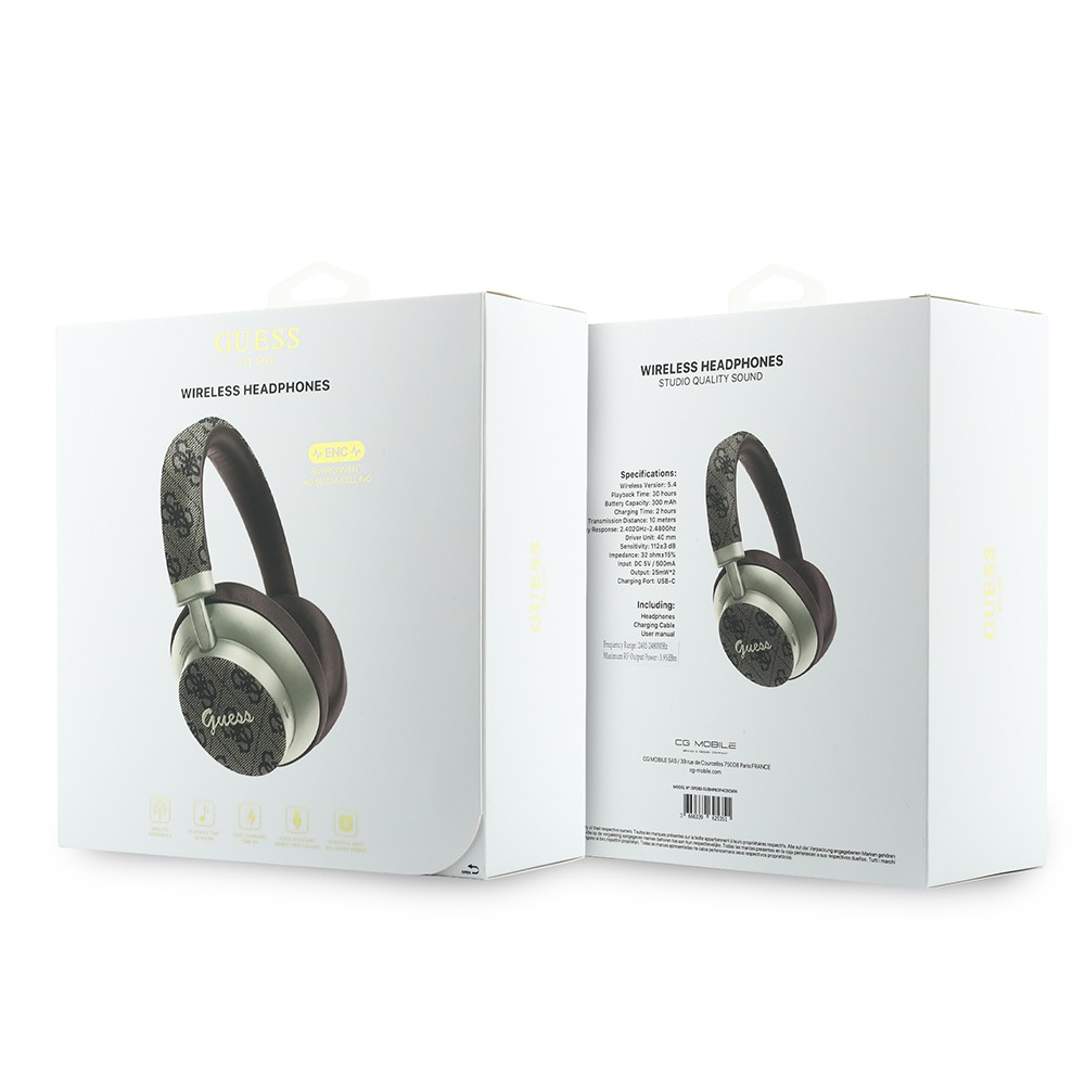 Guess Orjinal Lisanslı ENC PU 4G Desenli Metal Yazı Logolu Kulak Üstü Bluetooth Kulaklık v5.4 - 5