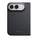 Apple iPhone Duo Kılıf M-safe Şarj Özellikli 600D Aramid Karbon Fiber Pitaka Edge Serisi Black-Grey Twill Kapak - 1
