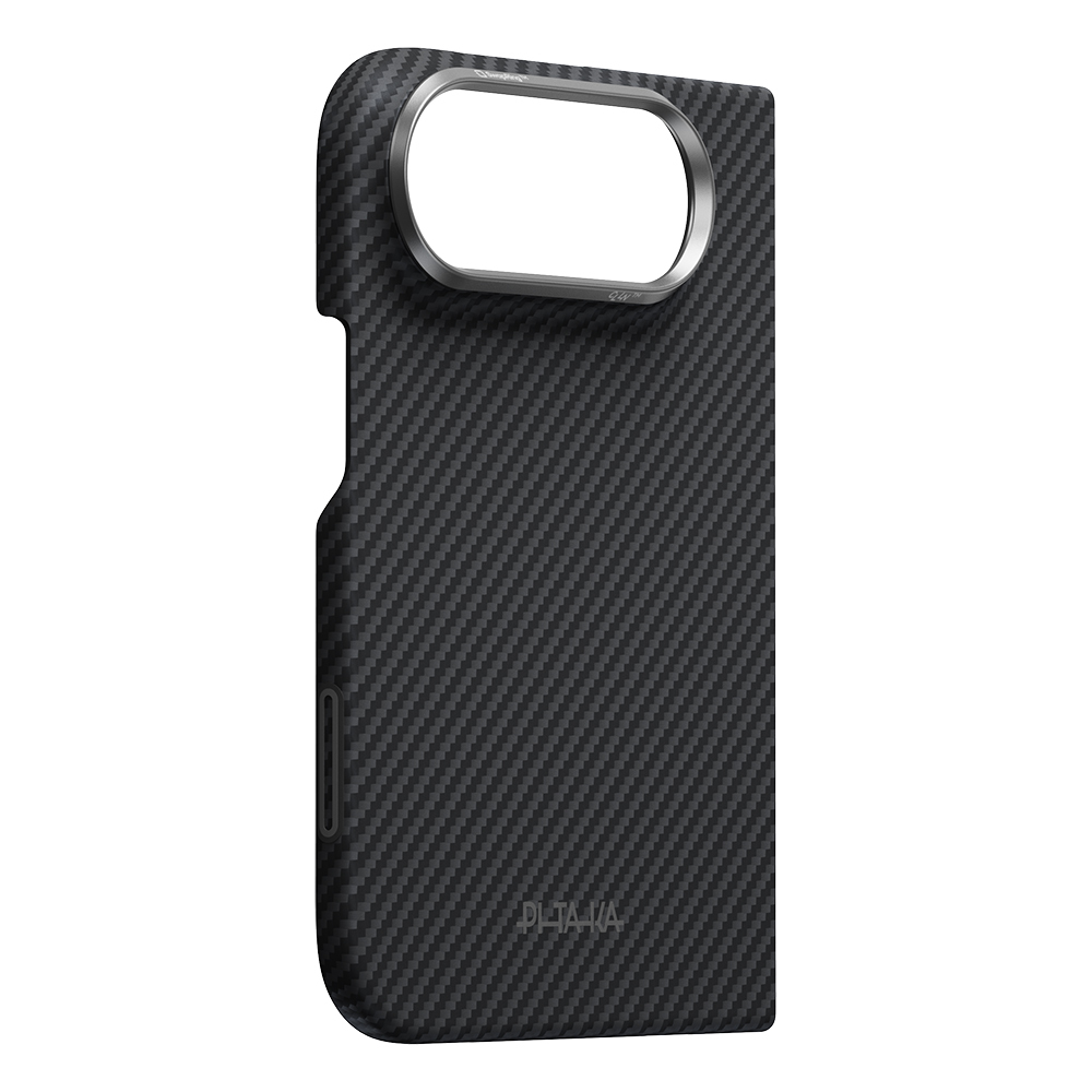 Apple iPhone Duo Kılıf M-safe Şarj Özellikli 600D Aramid Karbon Fiber Pitaka Edge Serisi Black-Grey Twill Kapak - 2