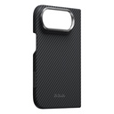Apple iPhone Duo Kılıf M-safe Şarj Özellikli 600D Aramid Karbon Fiber Pitaka Edge Serisi Black-Grey Twill Kapak - 2