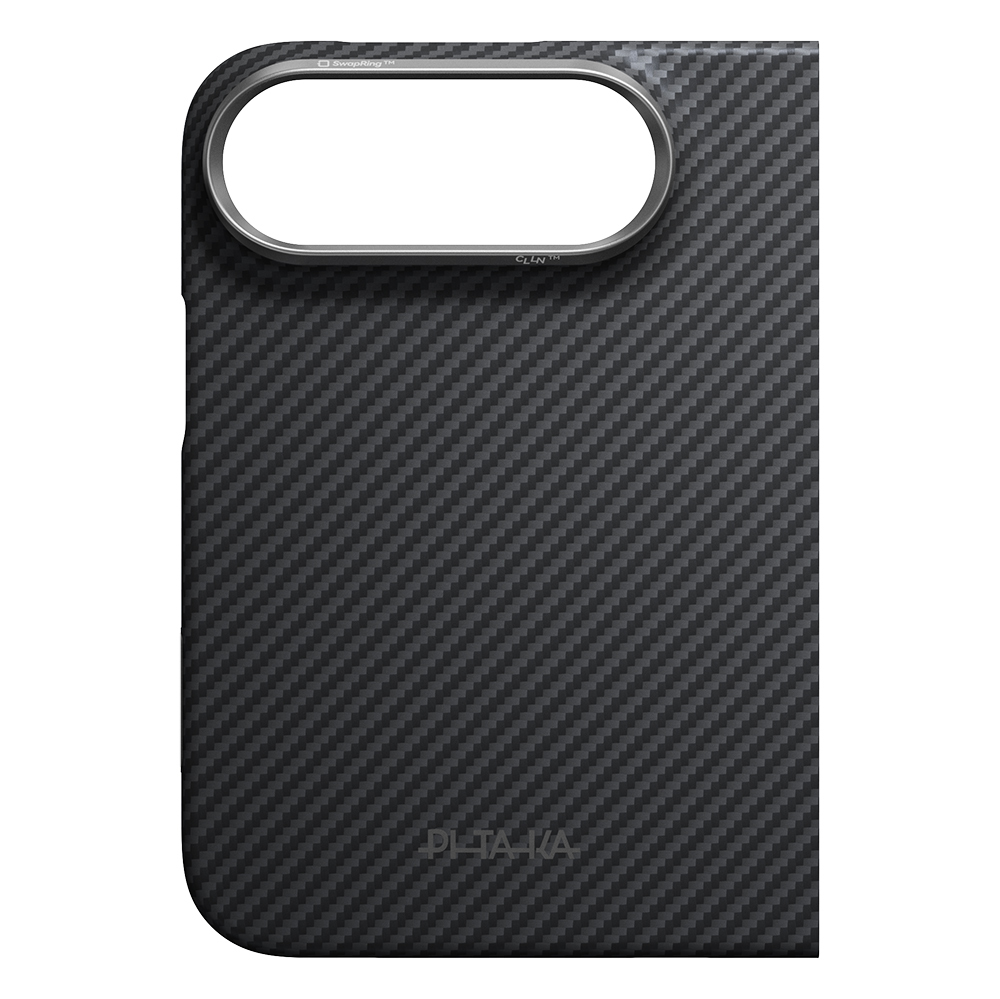 Apple iPhone Duo Kılıf M-safe Şarj Özellikli 600D Aramid Karbon Fiber Pitaka Edge Serisi Black-Grey Twill Kapak - 3