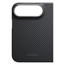 Apple iPhone Duo Kılıf M-safe Şarj Özellikli 600D Aramid Karbon Fiber Pitaka Edge Serisi Black-Grey Twill Kapak - 3