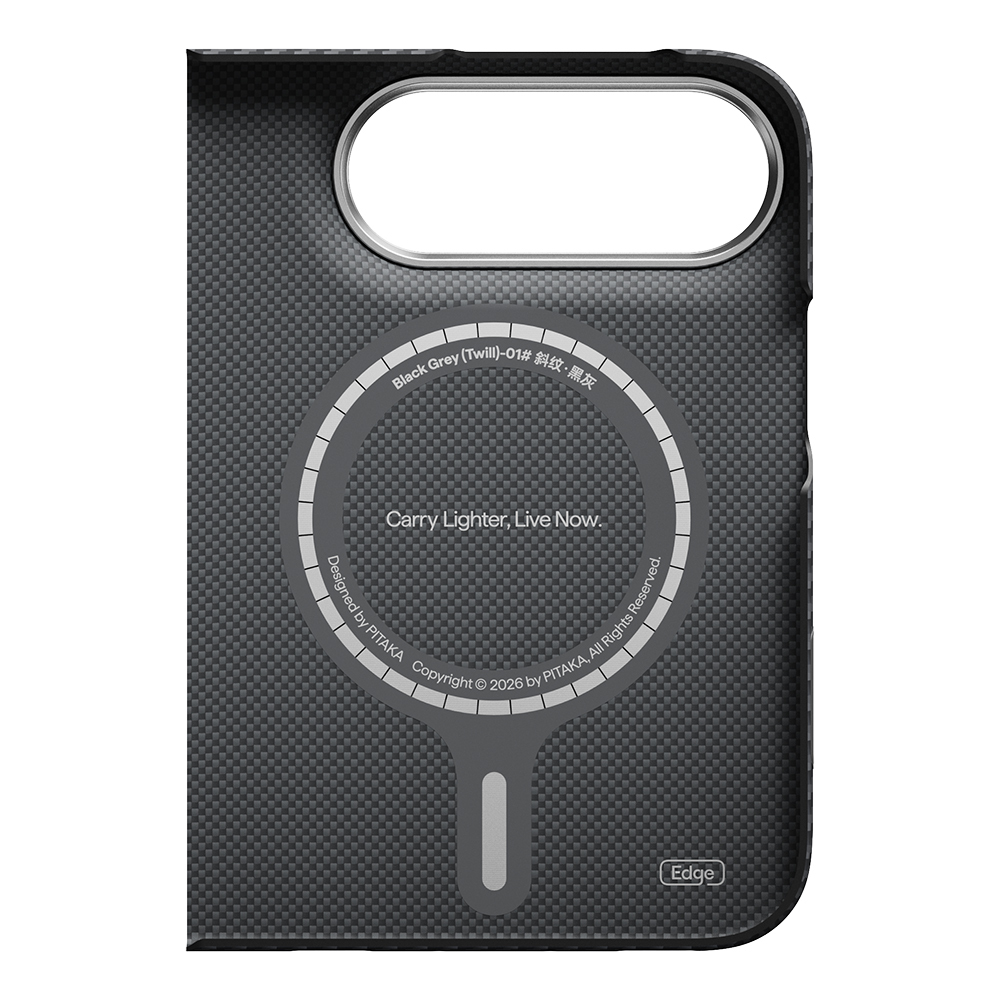 Apple iPhone Duo Kılıf M-safe Şarj Özellikli 600D Aramid Karbon Fiber Pitaka Edge Serisi Black-Grey Twill Kapak - 4