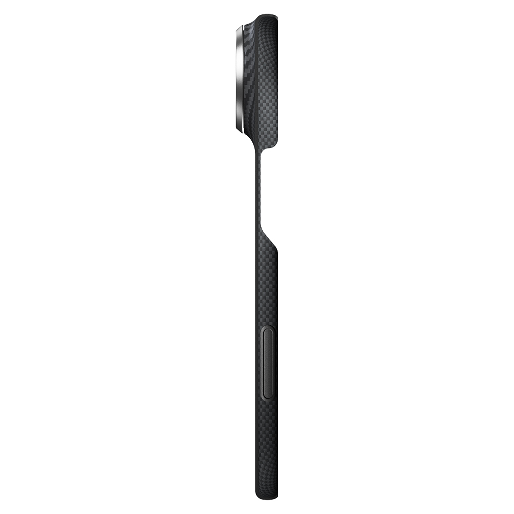 Apple iPhone Duo Kılıf M-safe Şarj Özellikli 600D Aramid Karbon Fiber Pitaka Edge Serisi Black-Grey Twill Kapak - 5