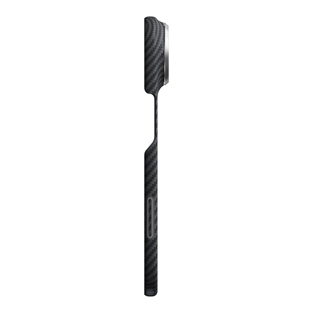 Apple iPhone Duo Kılıf M-safe Şarj Özellikli 600D Aramid Karbon Fiber Pitaka Edge Serisi Black-Grey Twill Kapak - 7