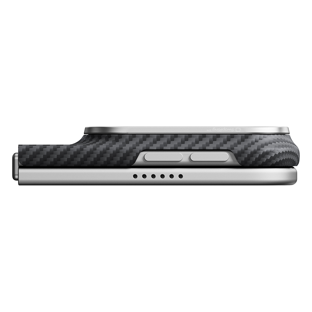 Apple iPhone Duo Kılıf M-safe Şarj Özellikli 600D Aramid Karbon Fiber Pitaka Edge Serisi Black-Grey Twill Kapak - 10