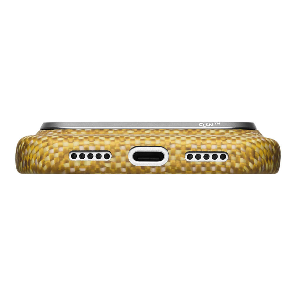 Apple iPhone 18 Pro Kılıf M-safe Şarj Özellikli Aramid Karbon Fiber Pitaka Wind Over Wheat Serisi Kapak - 6