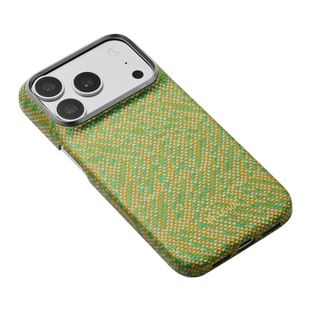 Apple iPhone 18 Pro Kılıf M-safe Şarj Özellikli Aramid Karbon Fiber Pitaka Wind Over Wheat Serisi Kapak - 2