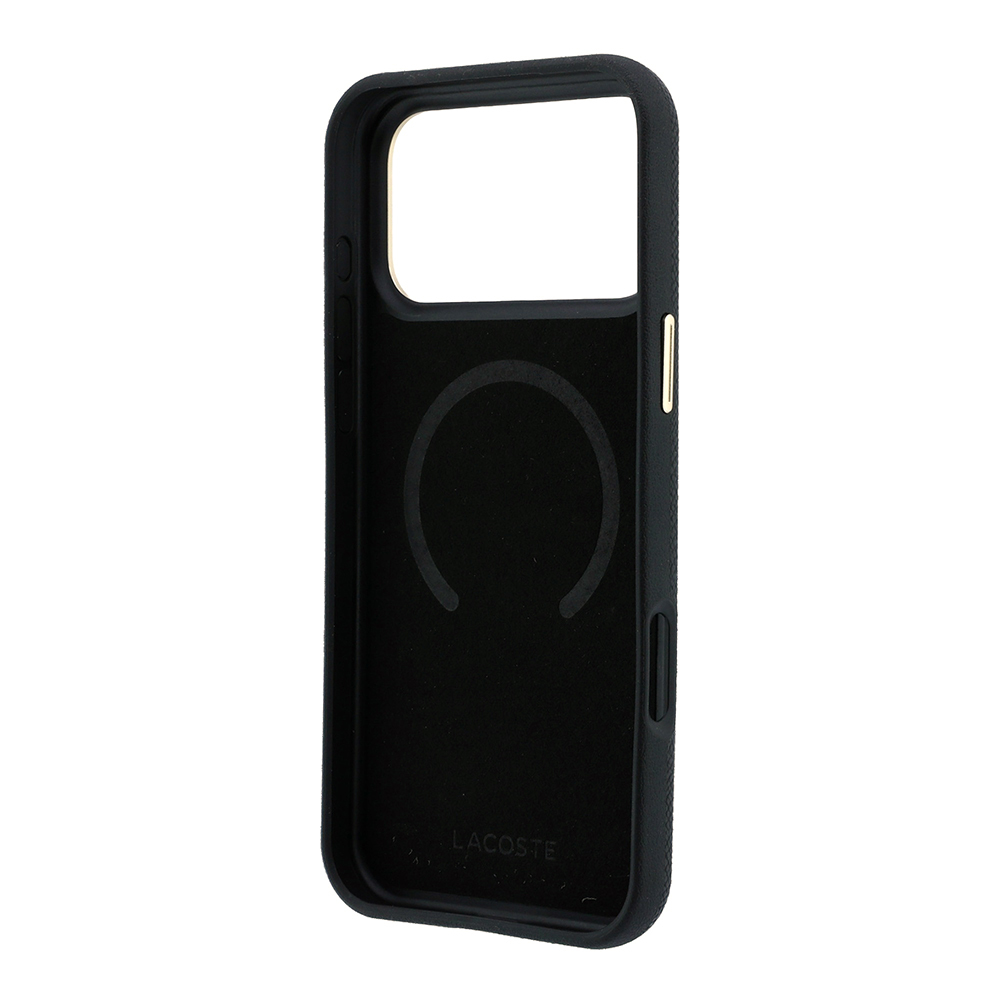 Apple iPhone 18 Pro Uyumlu Kılıf Lacoste Orjinal Lisanslı M-Safe Şarj Özellikli PVC Yarı Pike Desenli Arka Yüzey İkonik Timsah Dokuma Logolu Kapak - 6