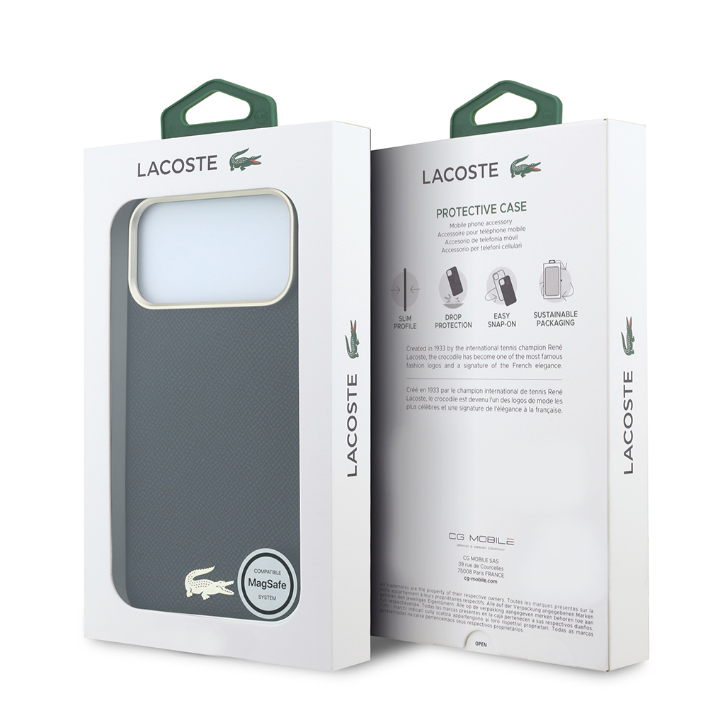 Apple iPhone 18 Pro Max Uyumlu Kılıf Lacoste Orjinal Lisanslı M-Safe Şarj Özellikli PVC Yarı Pike Desenli Arka Yüzey İkonik Timsah Dokuma Logolu Kapak - 7