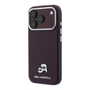 Apple iPhone 18 Pro Uyumlu Kılıf Karl Lagerfeld Orjinal Lisanslı M-Safe Şarj Özellikli K&C Heads Metal Logolu PU Kapak - 1
