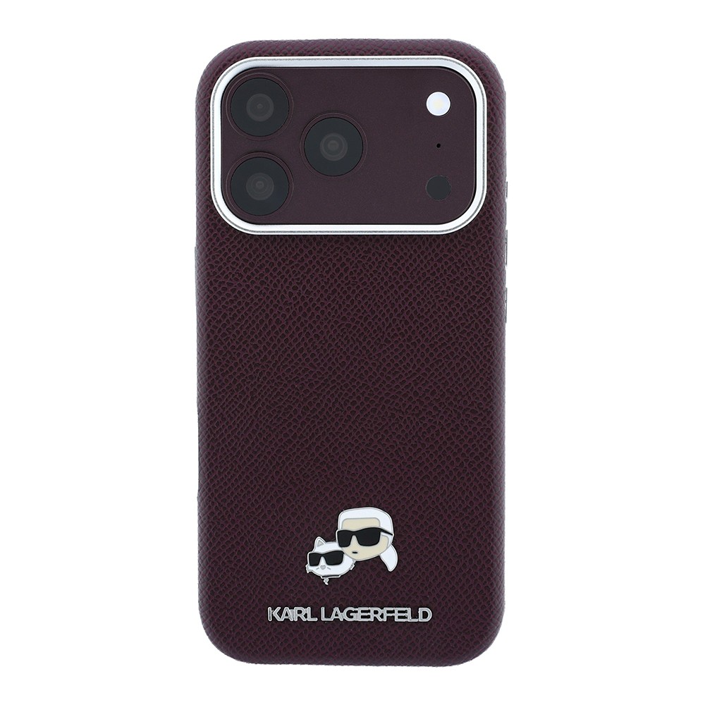Apple iPhone 18 Pro Uyumlu Kılıf Karl Lagerfeld Orjinal Lisanslı M-Safe Şarj Özellikli K&C Heads Metal Logolu PU Kapak - 2