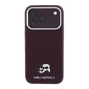 Apple iPhone 18 Pro Uyumlu Kılıf Karl Lagerfeld Orjinal Lisanslı M-Safe Şarj Özellikli K&C Heads Metal Logolu PU Kapak - 2