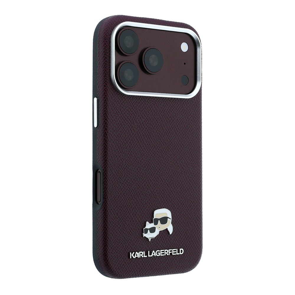 Apple iPhone 18 Pro Uyumlu Kılıf Karl Lagerfeld Orjinal Lisanslı M-Safe Şarj Özellikli K&C Heads Metal Logolu PU Kapak - 3
