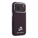 Apple iPhone 18 Pro Uyumlu Kılıf Karl Lagerfeld Orjinal Lisanslı M-Safe Şarj Özellikli K&C Heads Metal Logolu PU Kapak - 3