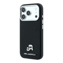 Apple iPhone 18 Pro Uyumlu Kılıf Karl Lagerfeld Orjinal Lisanslı M-Safe Şarj Özellikli K&C Heads Metal Logolu PU Kapak - 1