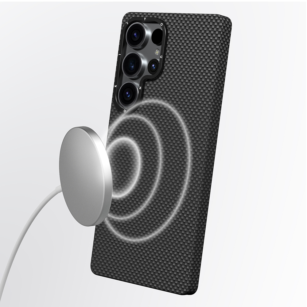 Samsung Galaxy S25 Ultra Uyumlu Kılıf Magsafe Şarj Özellikli Aramid Fiber Youngkit 1500D Kevlar Extreme Wing Serisi Kapak - 5