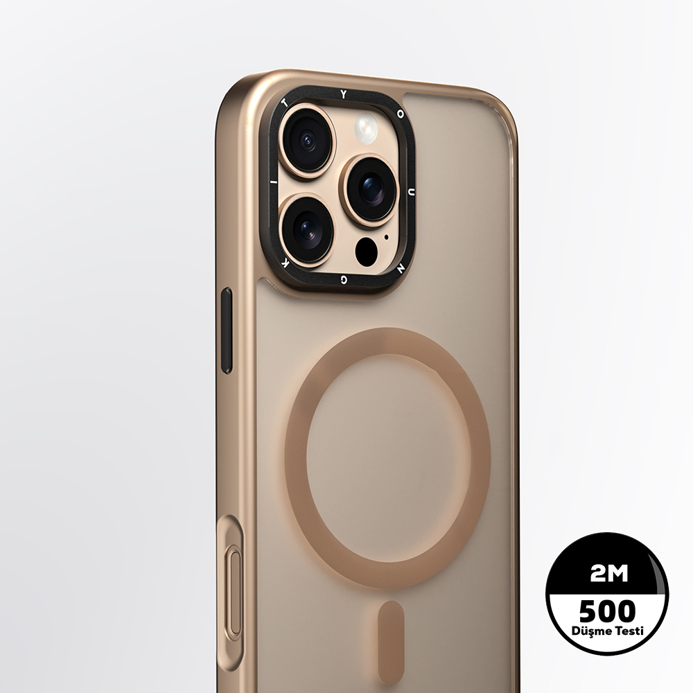 Apple iPhone 16 Pro Max Uyumlu Kılıf Magsafe Şarj Özellikli Cam Arka Yüzey TPU Youngkit Gemstone Serisi Kapak - 5