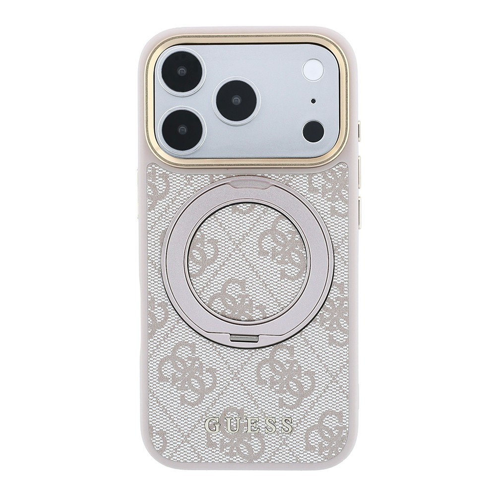 Apple iPhone 18 Pro Max Uyumlu Kılıf Guess Orjinal Lisanslı M-safe Şarj Özellikli 4G Desenli 360 Derece Dönebilen Standlı Metal Yazı Logolu Kapak - 2