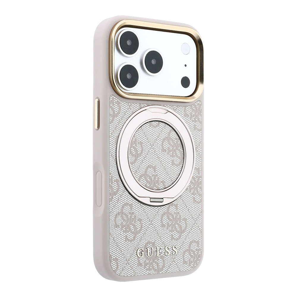 Apple iPhone 18 Pro Max Uyumlu Kılıf Guess Orjinal Lisanslı M-safe Şarj Özellikli 4G Desenli 360 Derece Dönebilen Standlı Metal Yazı Logolu Kapak - 3