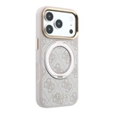 Apple iPhone 18 Pro Max Uyumlu Kılıf Guess Orjinal Lisanslı M-safe Şarj Özellikli 4G Desenli 360 Derece Dönebilen Standlı Metal Yazı Logolu Kapak - 3