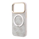Apple iPhone 18 Pro Max Uyumlu Kılıf Guess Orjinal Lisanslı M-safe Şarj Özellikli 4G Desenli 360 Derece Dönebilen Standlı Metal Yazı Logolu Kapak - 4