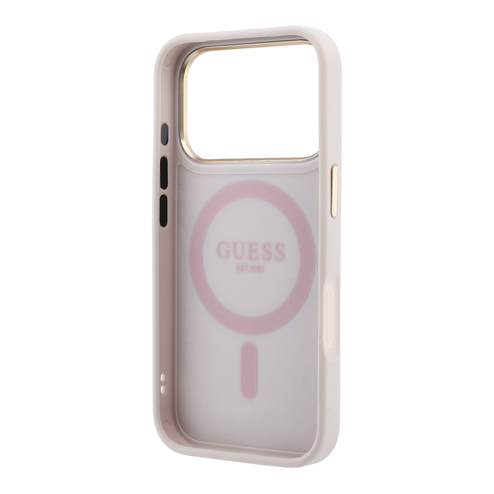 Apple iPhone 18 Pro Max Uyumlu Kılıf Guess Orjinal Lisanslı M-safe Şarj Özellikli 4G Desenli 360 Derece Dönebilen Standlı Metal Yazı Logolu Kapak - 5