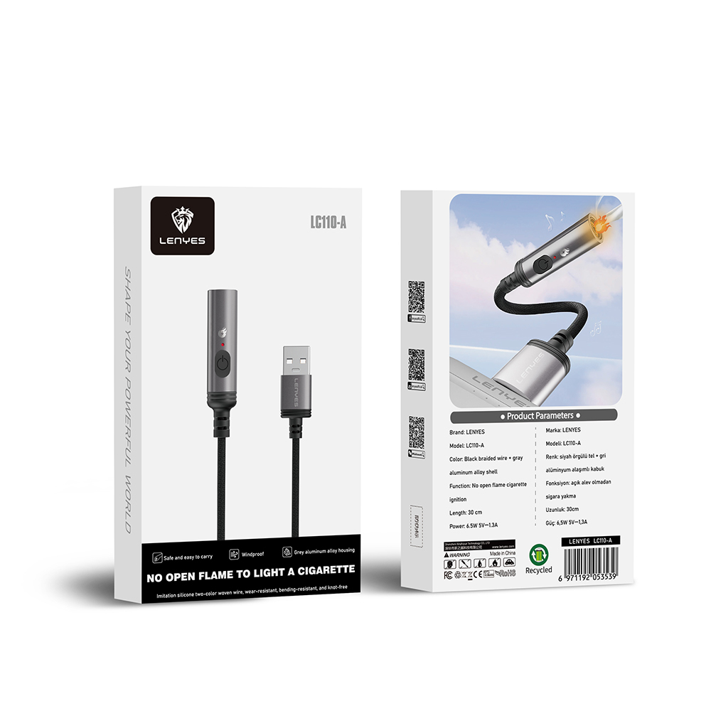 Lenyes LC110-TC Bükülme ve Aşınmaya Dayanıklı Örgü Tasarımlı Type-C Bağlantılı Çakmak Kablosu 30cm - 4