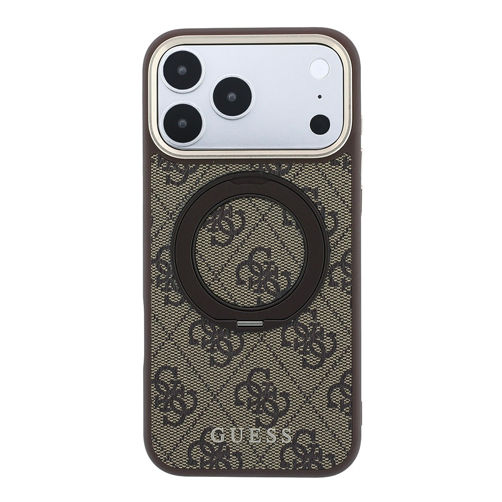 Apple iPhone 18 Pro Max Uyumlu Kılıf Guess Orjinal Lisanslı M-safe Şarj Özellikli 4G Desenli 360 Derece Dönebilen Standlı Metal Yazı Logolu Kapak - 2