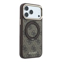 Apple iPhone 18 Pro Max Uyumlu Kılıf Guess Orjinal Lisanslı M-safe Şarj Özellikli 4G Desenli 360 Derece Dönebilen Standlı Metal Yazı Logolu Kapak - 3