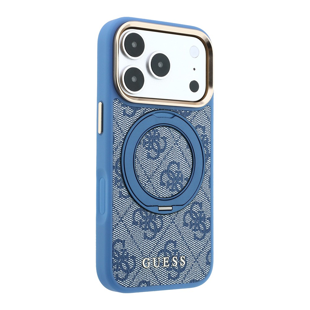 Apple iPhone 18 Pro Max Uyumlu Kılıf Guess Orjinal Lisanslı M-safe Şarj Özellikli 4G Desenli 360 Derece Dönebilen Standlı Metal Yazı Logolu Kapak - 3