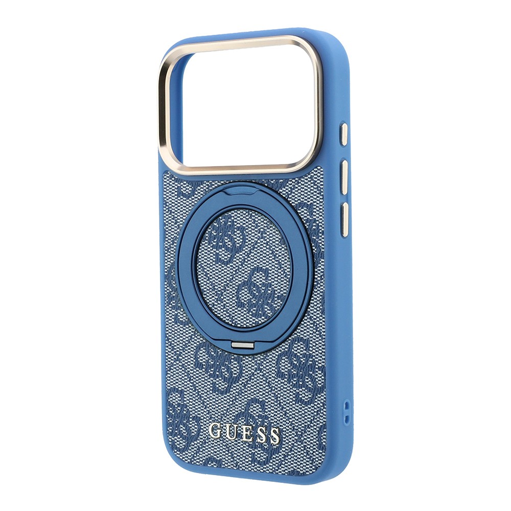 Apple iPhone 18 Pro Max Uyumlu Kılıf Guess Orjinal Lisanslı M-safe Şarj Özellikli 4G Desenli 360 Derece Dönebilen Standlı Metal Yazı Logolu Kapak - 4