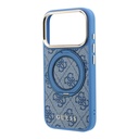 Apple iPhone 18 Pro Max Uyumlu Kılıf Guess Orjinal Lisanslı M-safe Şarj Özellikli 4G Desenli 360 Derece Dönebilen Standlı Metal Yazı Logolu Kapak - 4